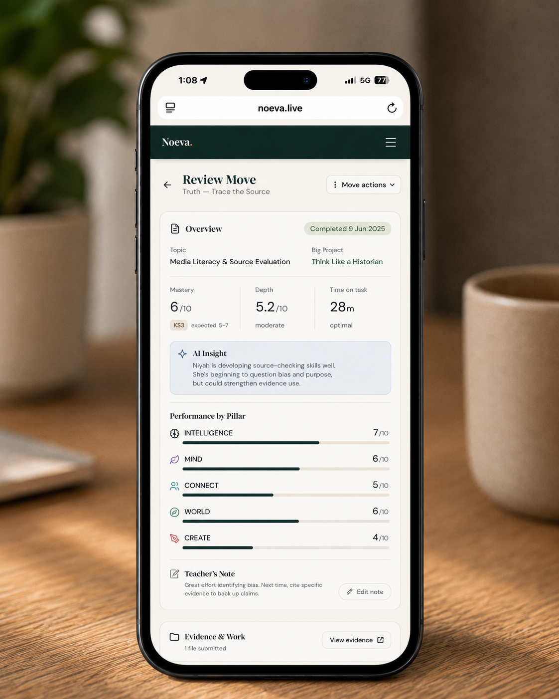 Review a Move — Noeva Parent Portal screenshot